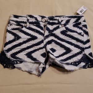Blue & White Denim Shorts